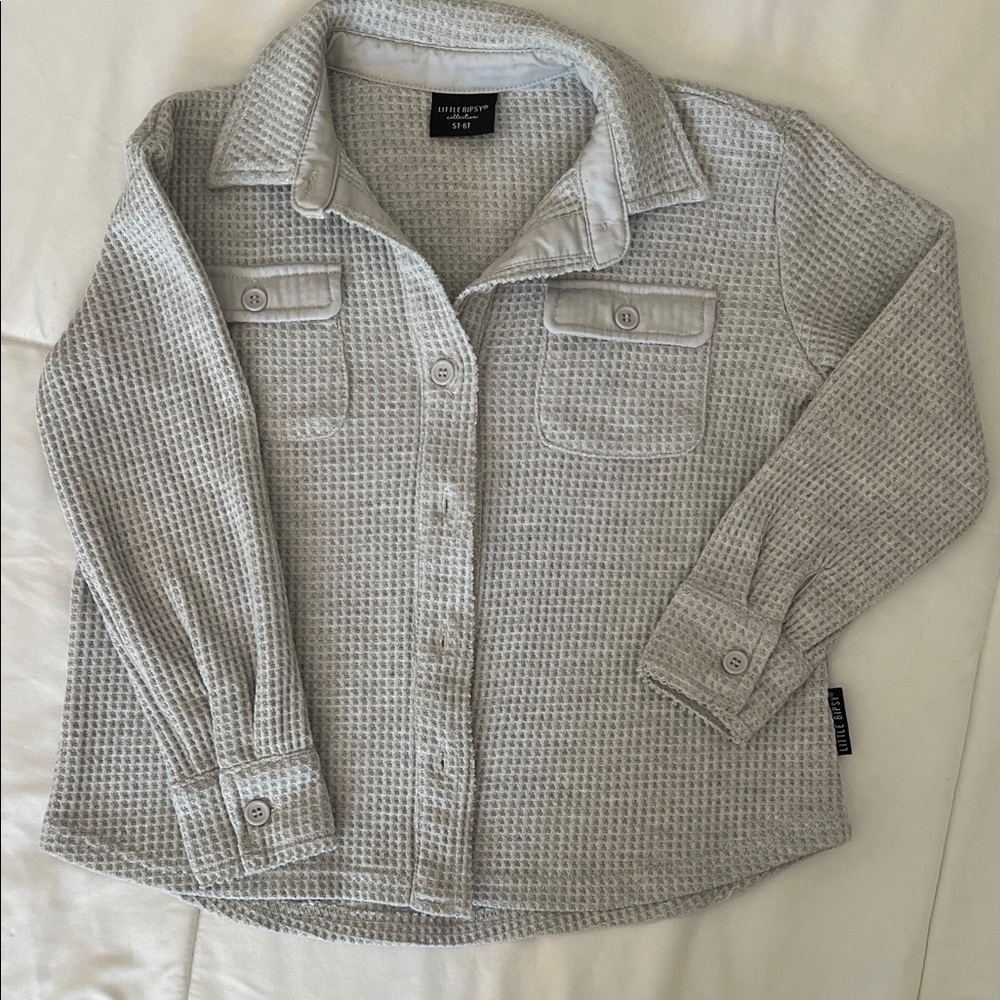 Little Bipsy Light Gray Waffle Knit Shirt